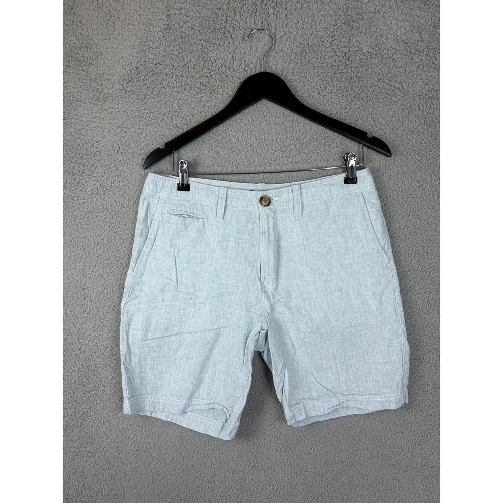 14th & Union Shorts Mens 32 Light Blue Linen Cotton Slim Fit Chino Casual Summer